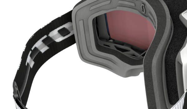 pink and black Snowcross Fury goggle viewed from front