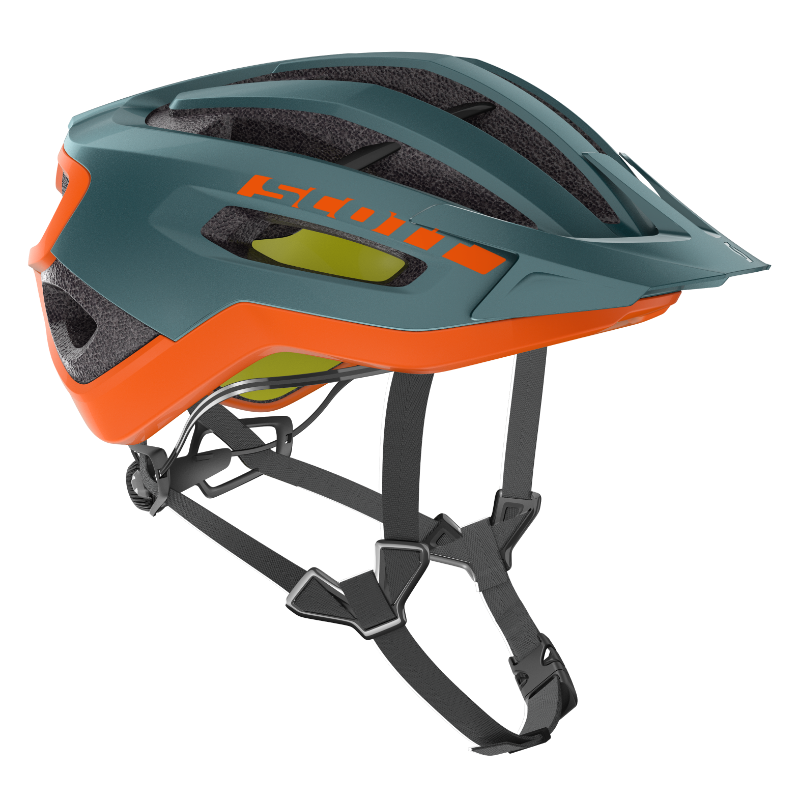 Fuga Plus Helmet, cobalt on top, orange at the bottom and behind